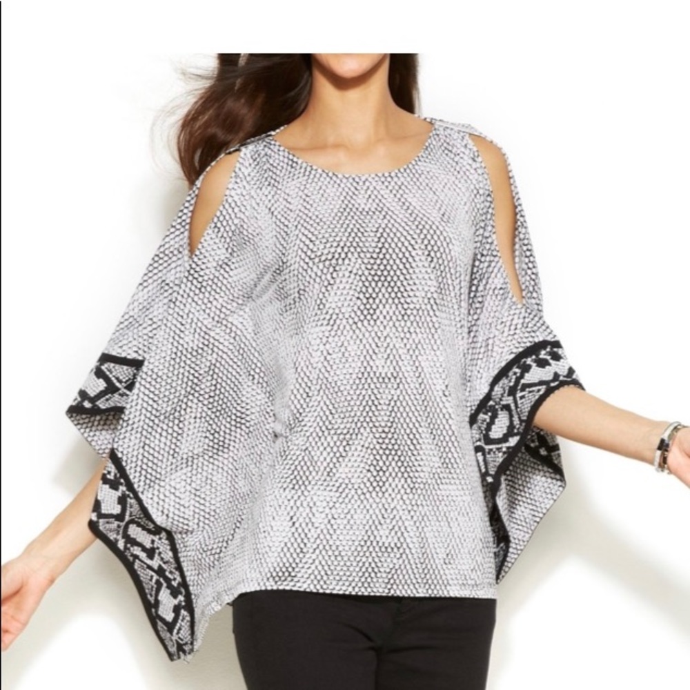 Michael Kors printed cold shoulder draped top
